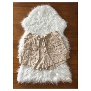 High waisted linen drawstring shorts